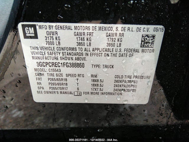 Chevrolet Silverado 1500 Lt 2015 3GCPCREC1FG388860 Image 9