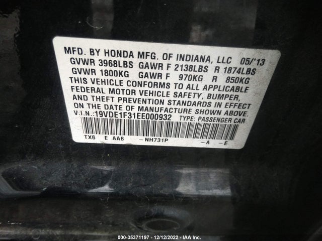 Acura ILX 2014 19VDE1F31EE000932 Image 9