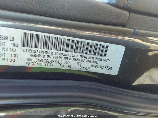 Dodge DURANGO GT 2017 1C4RDJDG1HC870410 Image 10
