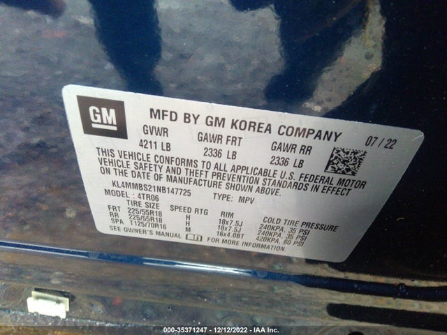 2022 Buick Encore, VIN: KL4MMBS21NB147725