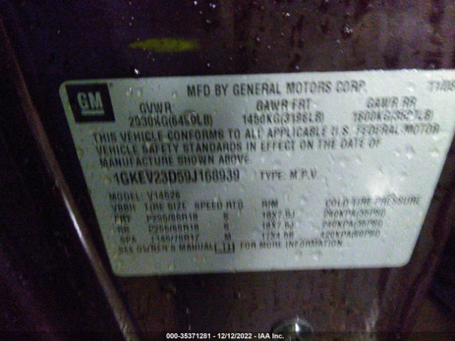 1GKEV23D59J168939 GMC Acadia Slt1
