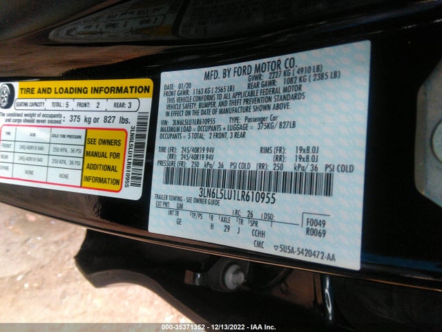 Lincoln MKZ 2020 3LN6L5LU1LR610955 Image 9