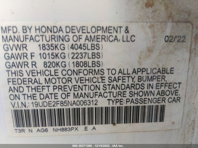 2022 Acura ILX, VIN: 19UDE2F85NA006312