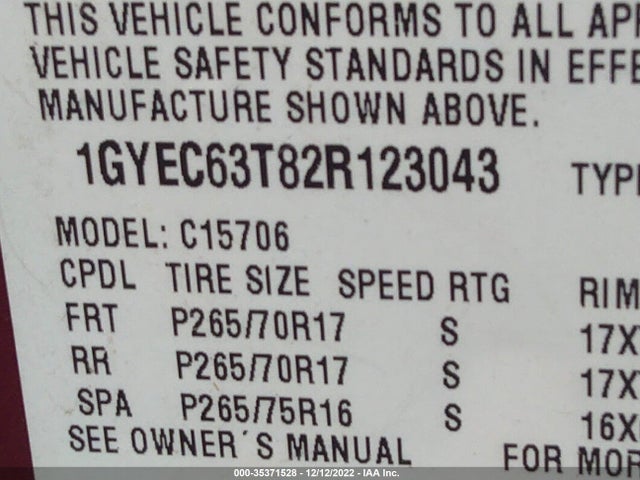 Cadillac Escalade 2002 1GYEC63T82R123043 Image 11