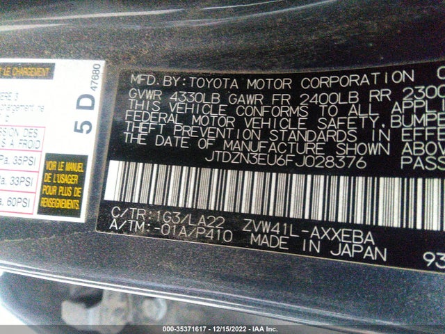 2015 Toyota Prius, VIN: JTDZN3EU6FJ028376