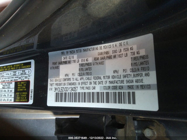 2016 SCION IA VIN: 3MYDLBZV0GY134057