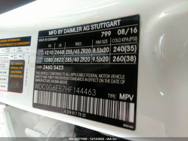 WDC0G6EB7HF144463 Mercedes-Benz Glc Amg Glc 43