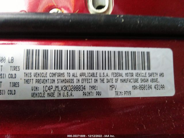 1C4PJMLX3KD208834 Jeep Cherokee Latitude Plus