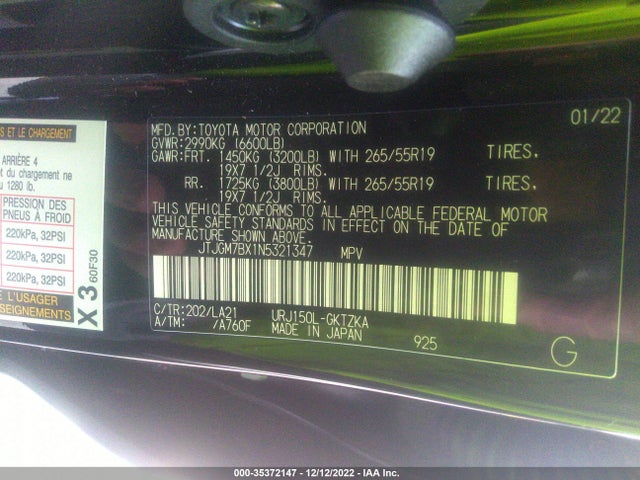 2022 Lexus GX, VIN: JTJGM7BX1N5321347