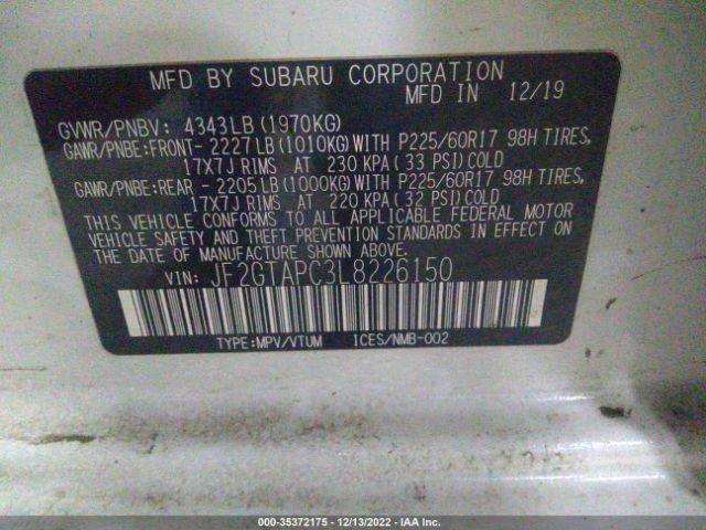 JF2GTAPC3L8226150 Subaru Crosstrek Premium