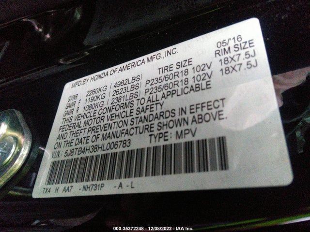 Acura RDX 2017 5J8TB4H38HL006783 Image 10