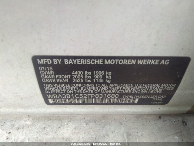 BMW 3 Series 320i 2015 WBA3B1C52FP831680 Image 9