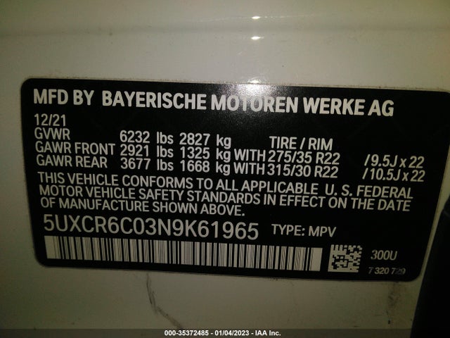 5UXCR6C03N9K61965 BMW X5 Xdrive40i