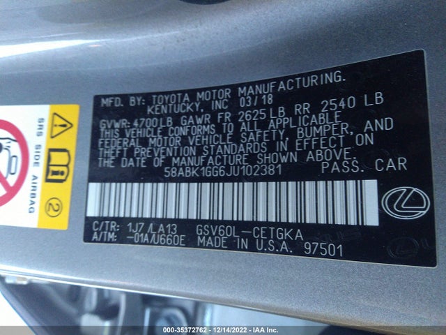 Lexus ES 2018 58ABK1GG6JU102381 Image 9