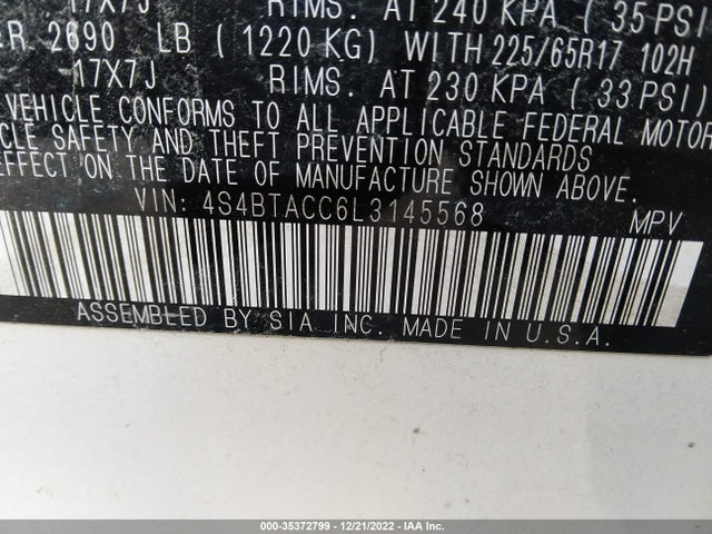 2020 Subaru Outback, VIN: 4S4BTACC6L3145568