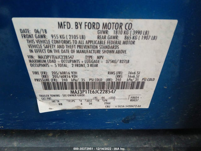 2018 Ford Ecosport, VIN: MAJ3P1TE6JC228547