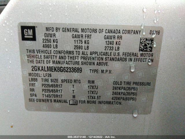 2GKALMEK8G6233689 GMC Terrain Sle