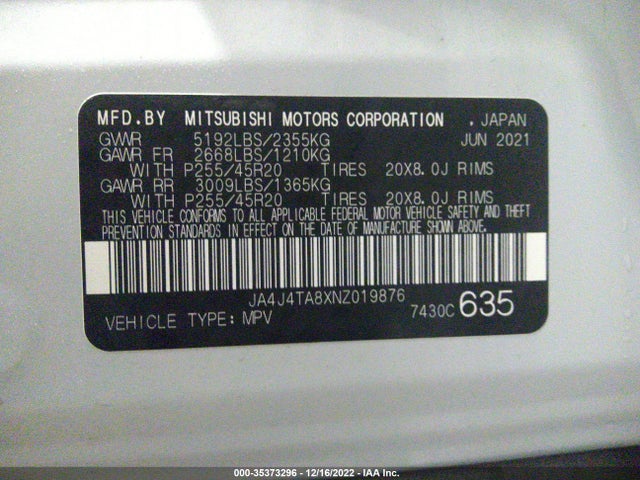 JA4J4TA8XNZ019876 Mitsubishi Outlander Es