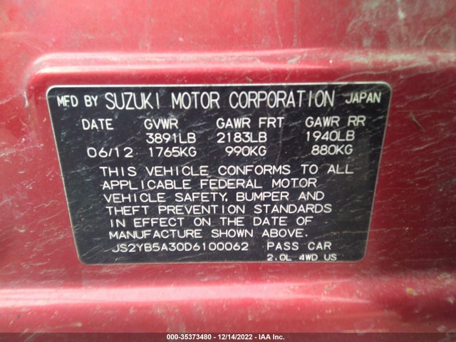 JS2YB5A30D6100062 Suzuki Sx4 Crossover