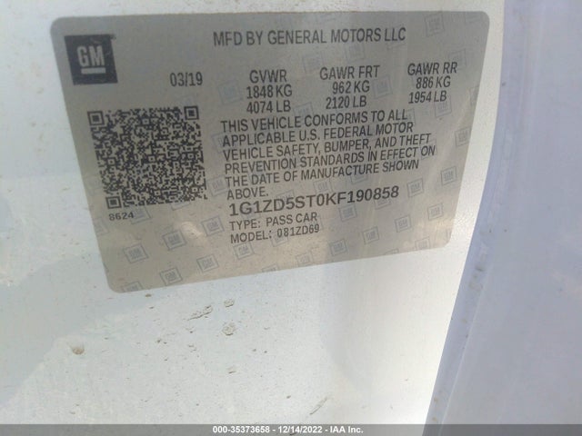 2019 Chevrolet Malibu, VIN: 1G1ZD5ST0KF190858