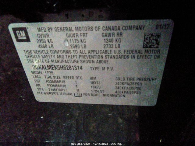 2GKALMEK5H6281314 GMC Terrain Sle
