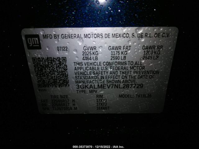 3GKALMEV7NL287729 GMC Terrain Sle