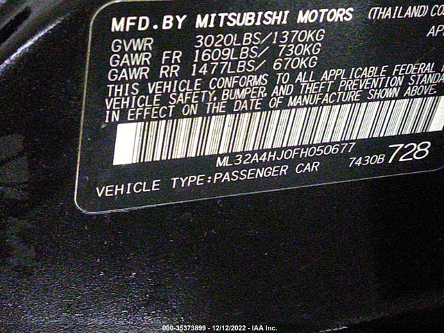 ML32A4HJ0FH050677 Mitsubishi Mirage Es/rf
