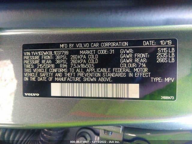 2020 Volvo V60, VIN: YV4102WK8L1037799