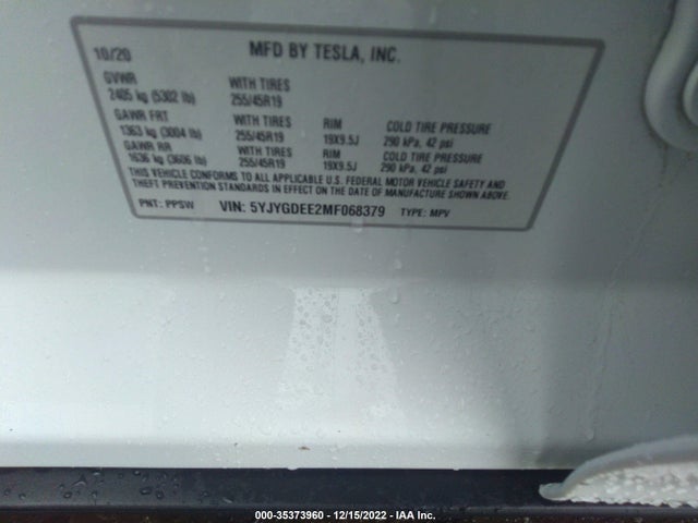 Tesla Model Y 2021 5YJYGDEE2MF068379 Image 10