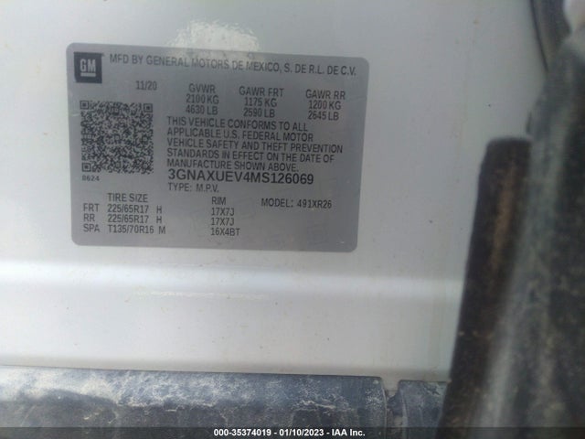 Chevrolet EQUINOX LT 2021 3GNAXUEV4MS126069 Image 9