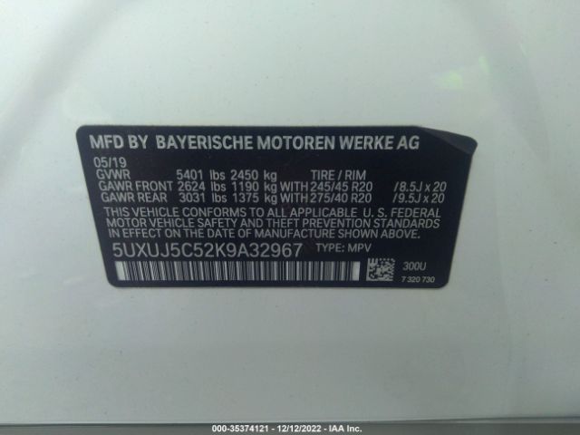 5UXUJ5C52K9A32967 BMW X4 M40i