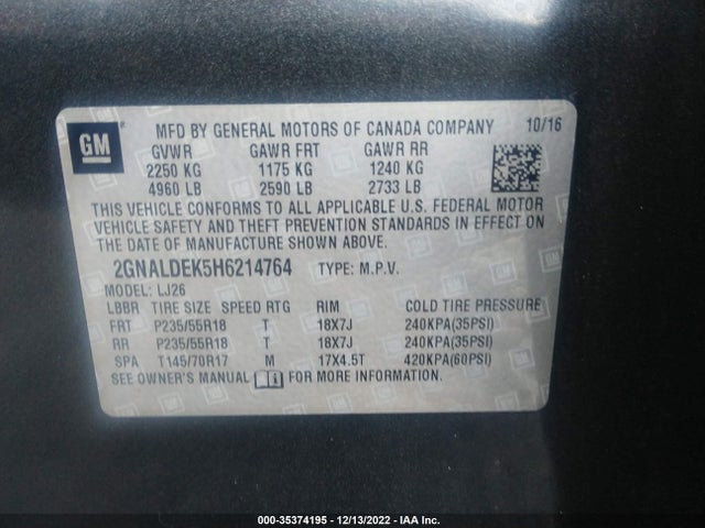 2017 Chevrolet Equinox, VIN: 2GNALDEK5H6214764