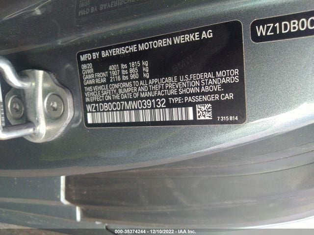 2021 Toyota Supra, VIN: WZ1DB0C07MW039132