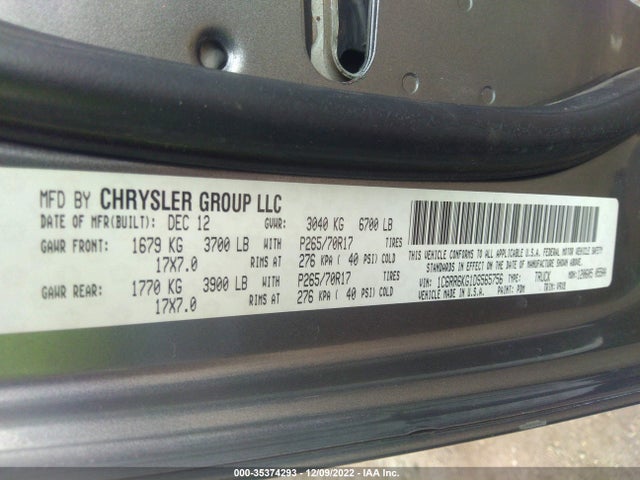 2013 RAM 1500 TRADESMAN VIN: 1C6RR6KG1DS565756
