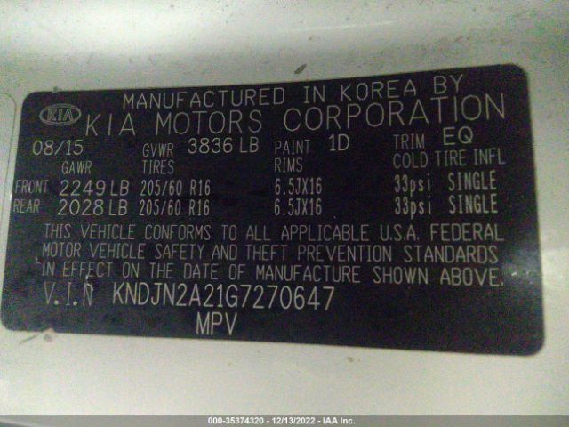 KNDJN2A21G7270647 KIA Soul Base