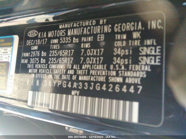 5XYPG4A33JG426447 KIA SORENTO LX