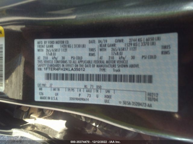 1FTER4FH2KLA35012 Ford Ranger Xlt