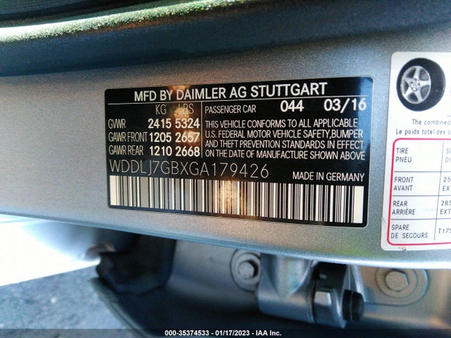 2016 Mercedes-Benz CLS-Class, VIN: WDDLJ7GBXGA179426
