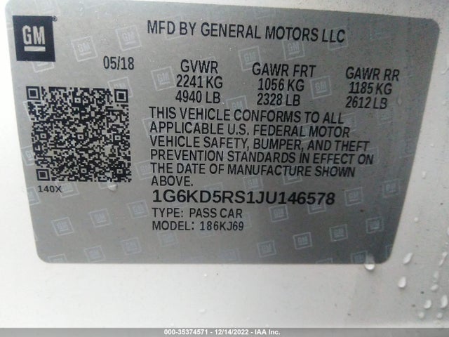 2018 Cadillac CT6, VIN: 1G6KD5RS1JU146578