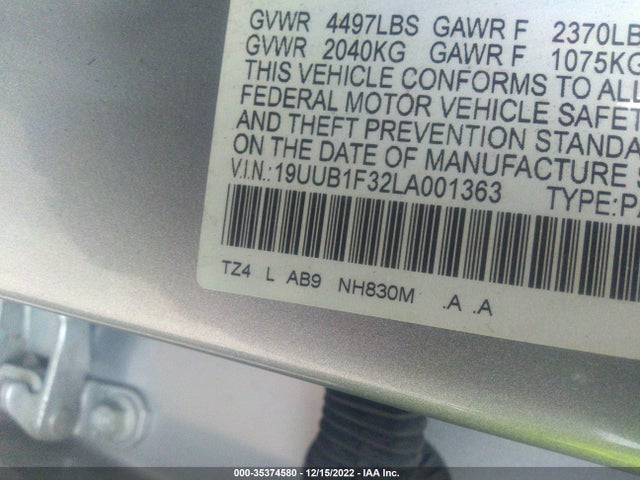 2020 Acura TLX, VIN: 19UUB1F32LA001363