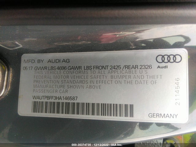 2017 Audi A3, VIN: WAUTPBFF3HA146587