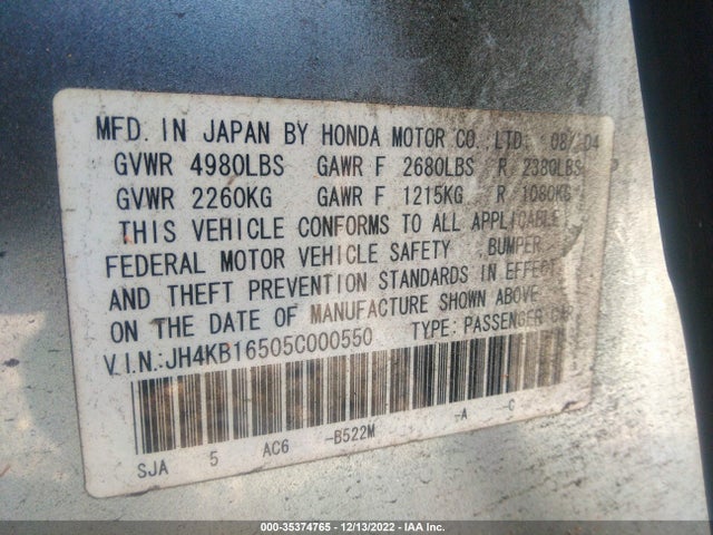 Acura RL 2005 JH4KB16505C000550 Image 10