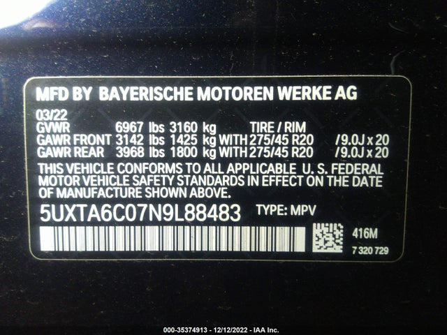 BMW X5 Xdrive45e 2022 5UXTA6C07N9L88483 Image 9