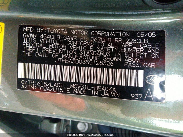 Lexus ES 330 2005 JTHBA30G355128326 Image 10