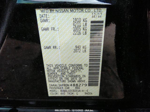1N4AL3AP8DN488279 Nissan Altima 2.5 Sv