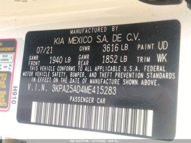 3KPA25AD4ME415283 KIA Rio 5-door S