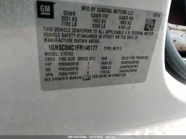 Chevrolet Tahoe Lt 2015 1GNSCBKC1FR146177 Image 10