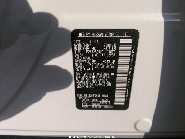 2016 Infiniti QX80, VIN: JN8AZ2NF9G9611593