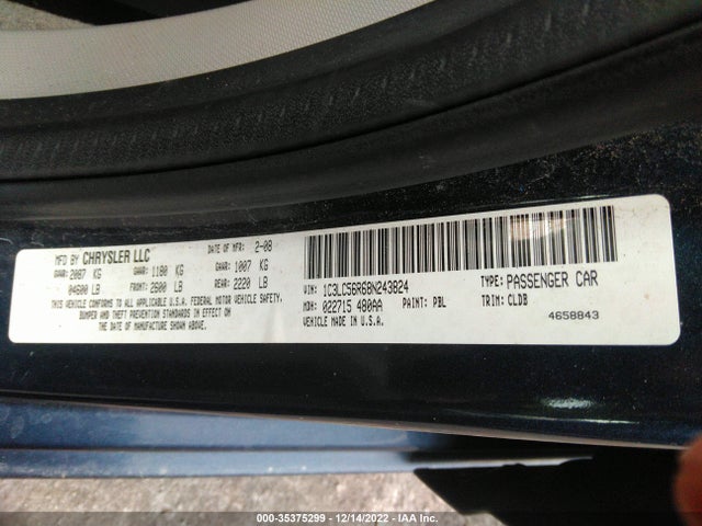 2008 CHRYSLER SEBRING TOURING VIN: 1C3LC56R68N243824