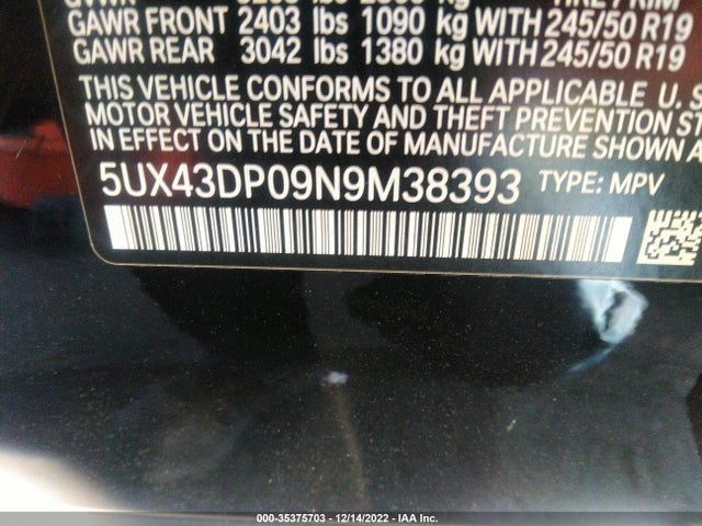 BMW X3 Sdrive30i 2022 5UX43DP09N9M38393 Image 9